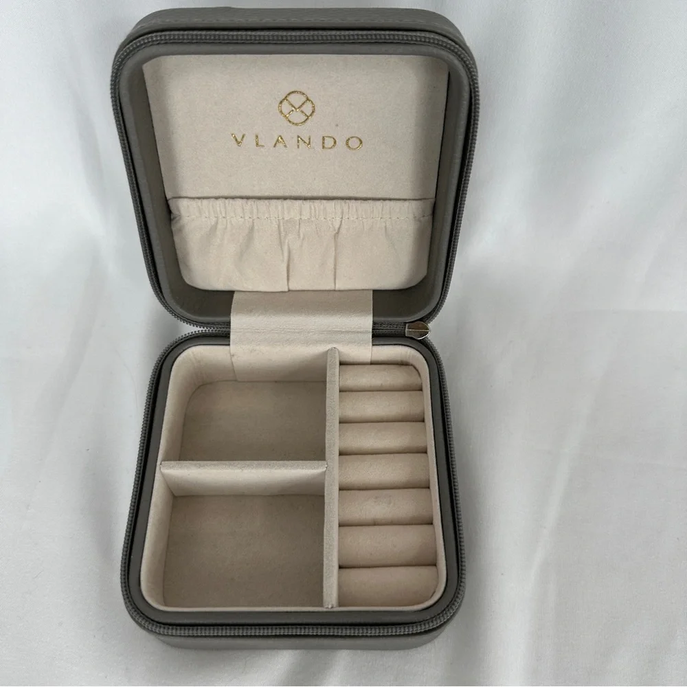 Vlando - Macaron - Portable Travel Jewelry Gray Zippered Box - NWOT